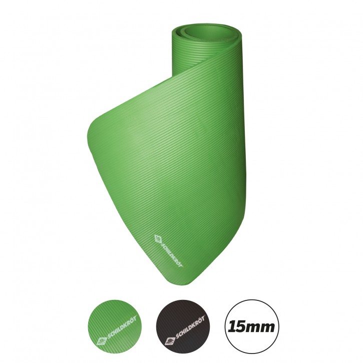 Schildkröt Fitnessmatte, 15 mm, Grün, mit Tragegurt